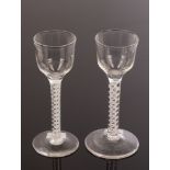 Two 18th Century wine glasses with ogee bowls,