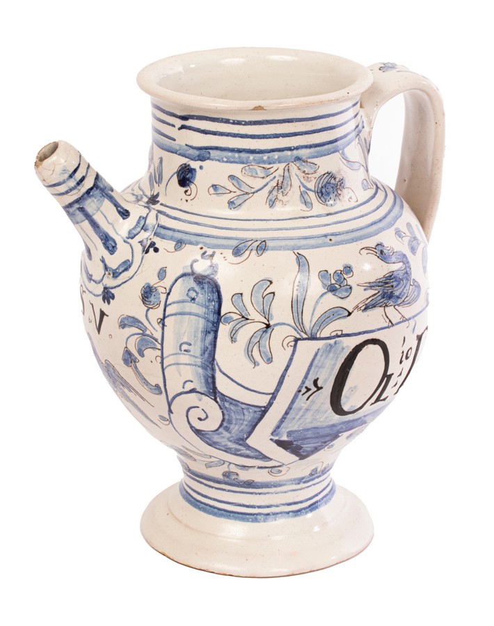 A North Italian Maiolica syrup jar, circa 1700,