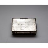 An Edwardian silver sandwich tin, Edward J Carnelly, Birmingham 1902, rectangular with handle,