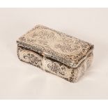 A Russian silver and niello snuff box the hinged cover with all over foliage scrolls, believed 1844,