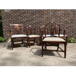 Three matching 19th Century mahogany dining chairs and two open armchairs (5) CONDITION