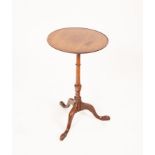 A George III mahogany wine table, with dished circular top on tripod base, 39cm diameter,