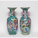 A pair of large Chinese famille rose porcelain vases, Pankouping, 20th Century,