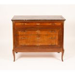A Continental marble topped commode of four drawers,