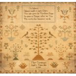 A 19th Century sampler by Mary Greenstreet, with a poem 'On Industry',