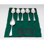 Six Georgian silver spoons, various makers and dates, mid 18th Century,