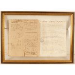 Three French framed manuscript pages CONDITION REPORT: Condition information is not