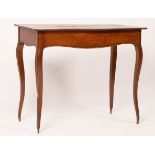 A 19th Century French fruitwood side table of serpentine outline, on square section cabriole legs,