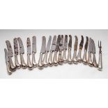 Assorted silver handled knives, marks worn,