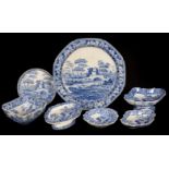 A group of Spode blue and white Tower pattern to include two oval footed comports and dish,