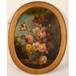 After the Dutch 17th Century School/Still Life with Flowers/indistinctly signed 'Van Est'/oval/oil