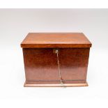 A Victorian burr walnut veneered and oak two-handled stationery cabinet,