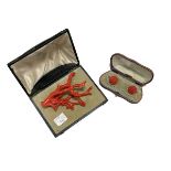 A Victorian branch coral brooch, 10cm long, in a fitted case for Phillips, 31 Cockspur St,