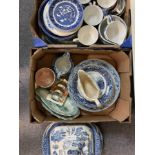 A collection of Staffordshire blue and white pottery dinner and tea wares, 19th/early 20th Century,