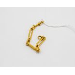 An 18ct gold figaro style chain/fob, 14cm long,
