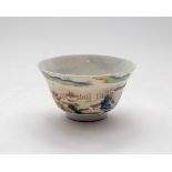 A Chinese famille rose teacup, 20th Century, decorated with scenery of Tengwangge,