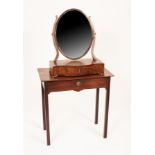 A George III figured mahogany side table, with single drawer on square legs, 67.