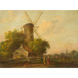 Dutch School, 19th Century/Windmill in Landscape/oil on panel, 17.5cm x 23.