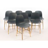 Simon Legald for Normann, Copenhagen, a set of eight blue form chairs,