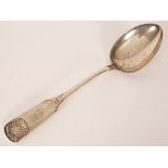 A Danish silver serving spoon, Grunnet, 1912, engraved verso of handle, monogrammed,