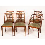 A matched set of six Sheraton style mahogany dining chairs,