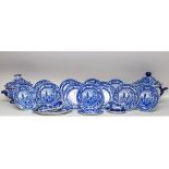 A Ridgway blue and white transfer printed part dinner service, Oxford and Cambridge pattern,