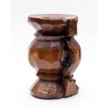 A treen mortar, 18th / 19th Century, with faceted sides and handle, 16cm diameter, 23.