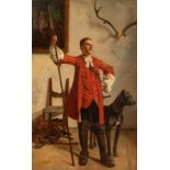 Alfred von Schrotter (1856-1935)/Soldier with a Dog/signed/oil on canvas, 30.