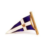 A Royal Thames Yacht Club enamel brooch, late 19th Century, unmarked yellow metal,