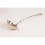 A George III silver soup ladle, Richard Crossley, London 1798, crested,