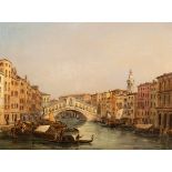 Carlo Grubacs (1812-1870)/The Rialto Bridge, Venice/oil on canvas, 19.5cm x 25.