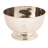 A George III silver pedestal bowl, John Lloyd, Dublin 1777, crested and raised on a circular foot,