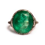 A 19th Century emerald and diamond ring,