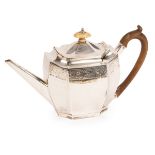 A George III silver tea pot, London 1799, John Robins,