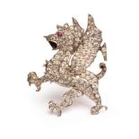 An early 20th Century diamond brooch in the form of a Welsh dragon,