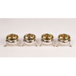 A set of four George II silver and silver gilt salts, Edward Wood, London 1747,