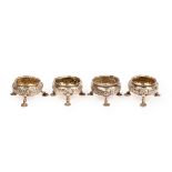 A matched set of four George III and George IV silver salts, William Bateman,
