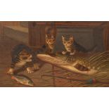 A Rowland Knight (act.1810-1840)/Kittens Fighting over a Pike/oil on canvas, 39.