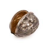 A Victorian novelty silver walnut-shaped box, Sampson Mordan & Co., London 1899, 4.