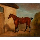 Attributed to John Boultbee (1753-1812)/Light Bay Hunter/by a stable/oil on canvas,