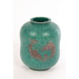 Wilhelm Kage for Gustavsberg (1889-1960), an Argenta vase, decorated with two barracuda,