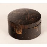 An 18th Century Indo Portuguese circular tortoiseshell box and cover,