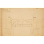 19th Century/Penton Lodge/architect's drawing of the elevation of Entrance Gate/34cm x 53cm/and