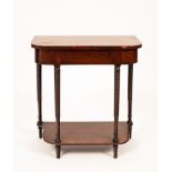 A George IV small mahogany pier table, the D-shaped top above a boxwood strung frieze,