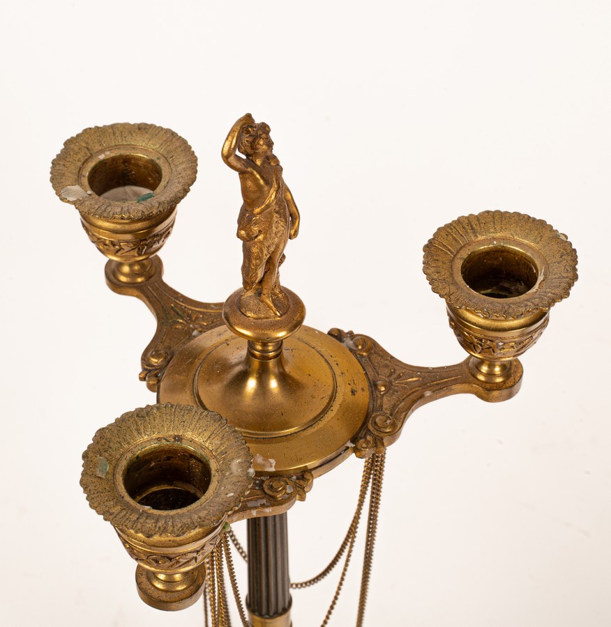 A pair of Regency style table candelabra, with figural surmount, - Image 2 of 2