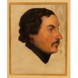 Attributed to Francois Joseph Heim (1787-1865)/Portrait of a Man with a Moustache/oil on paper, 15.