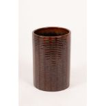 Wilhelm Kage for Gustavsberg (1889-1960), Domino pottery vase, cylindrical with brown glaze,