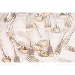 A matched set of 19th Century silver flatware, various dates and makers,
