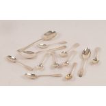 Various silver teaspoons and other spoons, 19th Century and later,