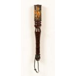 A William IV turned rosewood and polychrome painted baluster truncheon or tipstaff,